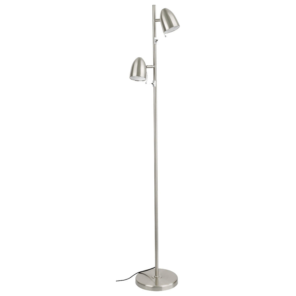 Lara 2 Light Floor Lamp Satin Nickel - 205282N