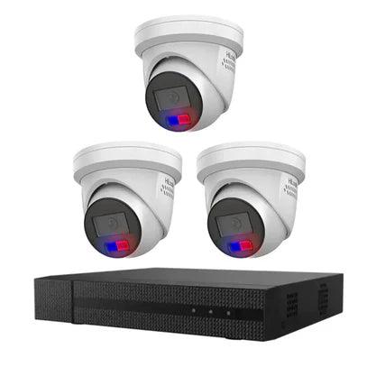 HiLook All-in-One Active Colour Deterrence 4CH CCTV Kit: 3 x IP Active Colour Camera+ 4CH NVR