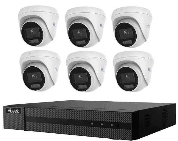 Hikvision HiLook 6MP IntelliSense 8CH CCTV Kit: 6 x IP Turret Cameras + 8CH NVR +4TB HDD