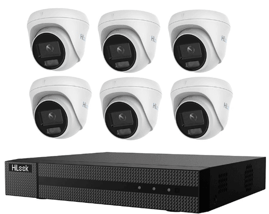 Hikvision HiLook 6MP IntelliSense 8CH CCTV Kit: 6 x IP Turret Cameras + 8CH NVR +6TB HDD