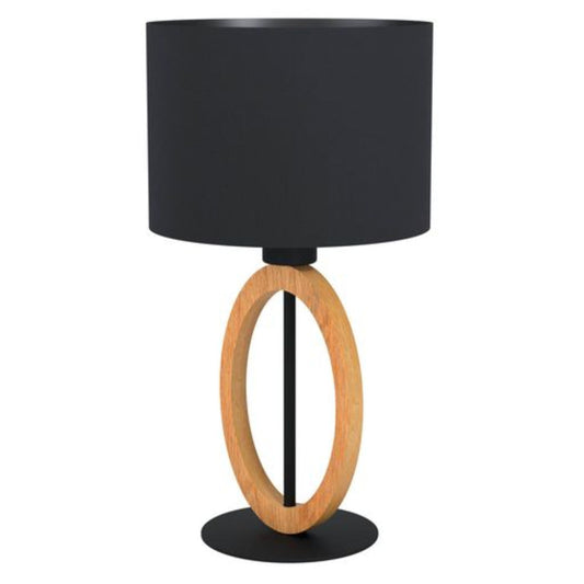 BASILDON 1 Table Lamp Black Steel / Brown Wood - 43569N