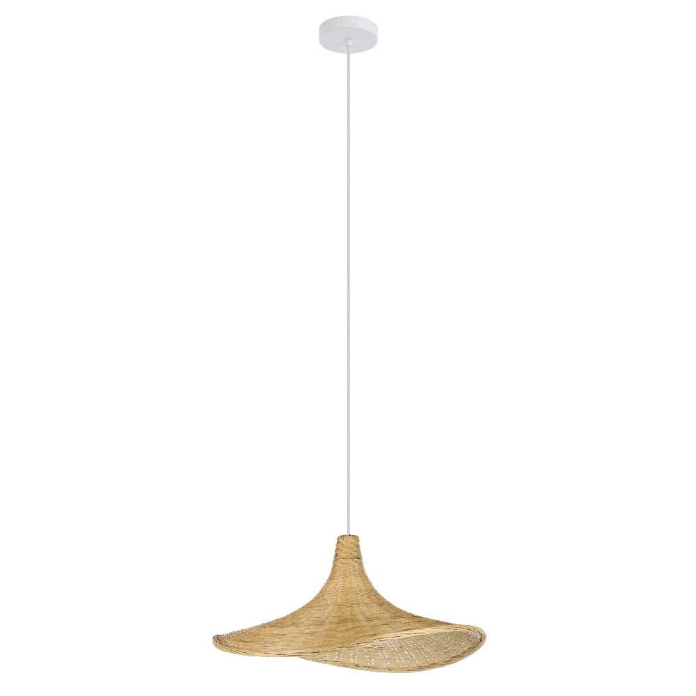 Haxey Pendant Light White Steel Natural Wood - 43869N