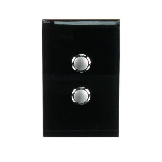 CLIPSAL SATURN 2 GANG PUSHBUTTON LED SWITCH - ESPRESSO BLACK - 4062PBLEB