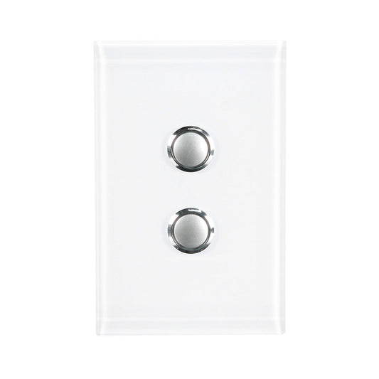 CLIPSAL SATURN 2 GANG PUSHBUTTON LED SWITCH - PURE WHITE - 4062PBLPW